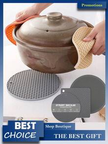 Dessous de plat rond épais en silicone résistant à la chaleur, facile à nettoyer, set de dessous de plat noirs résistants à la chaleur. Set de dessous de plat en silicone - Maniques résistantes à la chaleur antidérapantes, ustensiles de cuisine antidérapants pour la maison, tapis d'isolation en nid d'abeille, tapis de table à manger, tapis de casserole, tapis de table à manger, tapis de tasse pour la cuisine