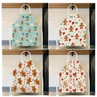 1pc Snowman Pattern Apron, Creative And Fun Stylish Printed House Cleaning Apron, Waterproof Oil Easy Cleaning Kitchen Cooking Apron, Creative Home Apron, Work Uniform