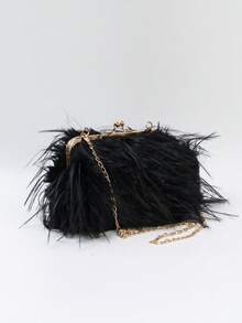 BAILEE Stylish, Elegant, Lightweight, Luxury, Solid-Colored Shoulder Bag With A Clasp And Metal Chain Strap. Perfect For Outfits And As A Gift Option. - Multicolor - View 3