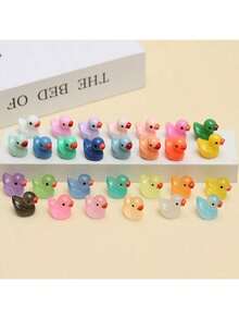 50个迷你鸭子摆件，夜光树脂微景观装饰，色彩鲜艳逼真的蘑菇摆件，适合节日派对、生日礼物和节日惊喜，可爱卡通装饰 - 彩色 - 查看 6