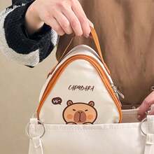 1 件可爱水豚图案迷你保温午餐袋、便携式隔热野餐袋、防水防尘食品容器储物袋、便当盒袋、可重复使用的冷藏袋、多功能手提包，适合学生和成人在家、学校、办公室、露营、野餐、旅行、返校使用