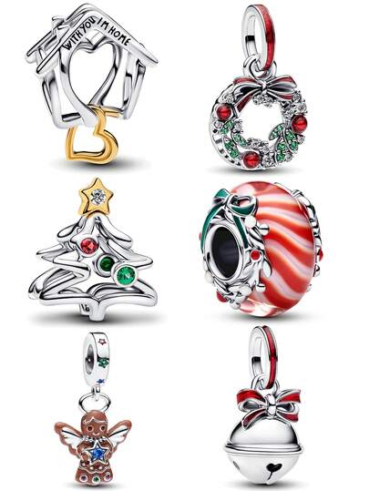 1 Stück modischer & charmanter Ferienstimmung limitierte Ausgabe Weihnachtshütte, Weihnachtskranz, Weihnachtsbaum, Weihnachtsperlen, Weihnachtsengel, Weihnachtsglocke kreative vielseitige zarte Perlen-DIY Armband Halskette Geschenk