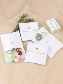1/5/10pcs Faux Leather Jewelry Pouches With Snap Closure, Luxury Gift Bags For Earrings, Necklaces, Bracelets And Rings Storage - Multicolor - View 8