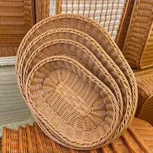 Cesta de pan de mimbre Faridabio con tapa de acrílico transparente - Bandeja de alimentos duradera y lavable para postres y frutas - Perfecta para la cocina, el picnic y la exhibición en el hogar, el embalaje de cartón duro reduce el riesgo de daños