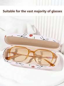 1pc Minimalist Fruit Eyeglasses Storage Box, Anti-Drop & Pressure Resistant Metal Box, Minimalist Student Eyeglasses Case, Cherry & Strawberry PU Leather Eyewear Case, All Season