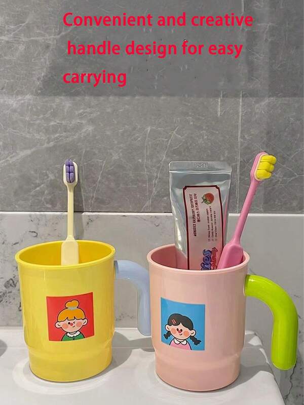 Nuevo estilo de vaso para cepillo de dientes de pareja | Vaso para cepillo de dientes de uso doméstico con asa, lindo y elegante para almacenar el cepillo de dientes y la pasta de dientes