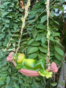 1 قطعة زخرفة ضفدع متأرجح إبداعية، قلادة منظر طبيعي خارجي جميلة، مناسبة للاستخدام الخارجي والفناء والحديقة والشجرة وأصيص الزهور في الشرفة، أفضل هدية للأصدقاء خلال المناسبات