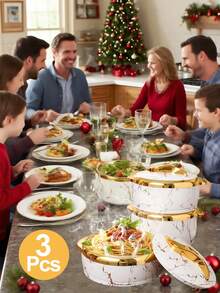 3pcs Insulated Lunch Box Set, Gold Flask With Lid, Stainless Steel Hot & Cold Food Container, Suitable For Office Lunch, Buffet, Hot Pot, Picnic & Camping, All Season