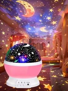 1 件 3D 星空 LED 投影仪，电池供电 USB 供电 LED 桌面灯，360 度旋转星月彩色灯，儿童房卧室装饰夜灯，浪漫求婚艺术品，适合户外，营造浪漫星空效果，适用于室内卧室、客厅、办公室、派对， - 彩色 - 查看 8