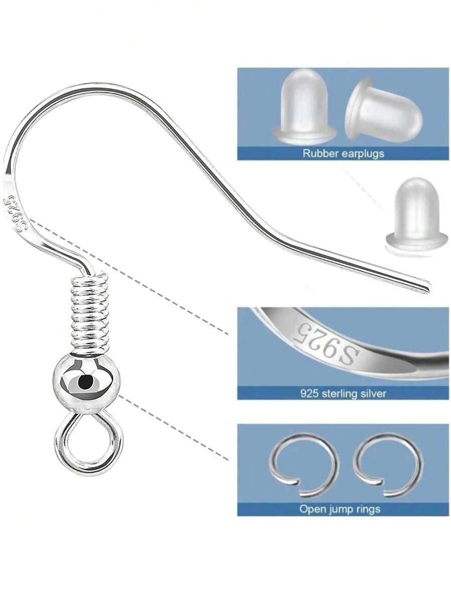 250pcs Silver & Gold Tone Hypoallergenic Earring Hooks Set, Jewelry Making Supplies, Upgraded Premium Earring Making Kit Includes Earring Backs And Connector Rings