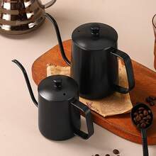 1 Stück 350ml/600ml Edelstahl Kaffeekanne mit Deckel, Tropf-Kaffeemaschine, Kaffee-Zubehör, Lernmittel (Schwarz/Silber)