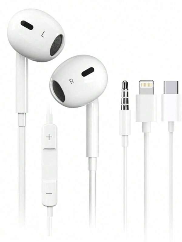 In-Ear Earbuds Earphones Headphones Compatible With Iphone Pro/14/13/12/11/X/8/7/6plus/12pro Max/ Wired Earbuds,Lightning Connector Wired Headphones,3.5mm Jack Wired Earphones - Compatible With Mobile Phones, Computers, Laptops,Most 3.5mm Jack Devices,Type-C In-Ear Headphones | Noise Isolation, Stereo Sound, Volume Control, Compatible With IPhone 15/16plus/17ari/16pro Max, And Most USB-C Devices, Gaming Headset For Mobile And PC
