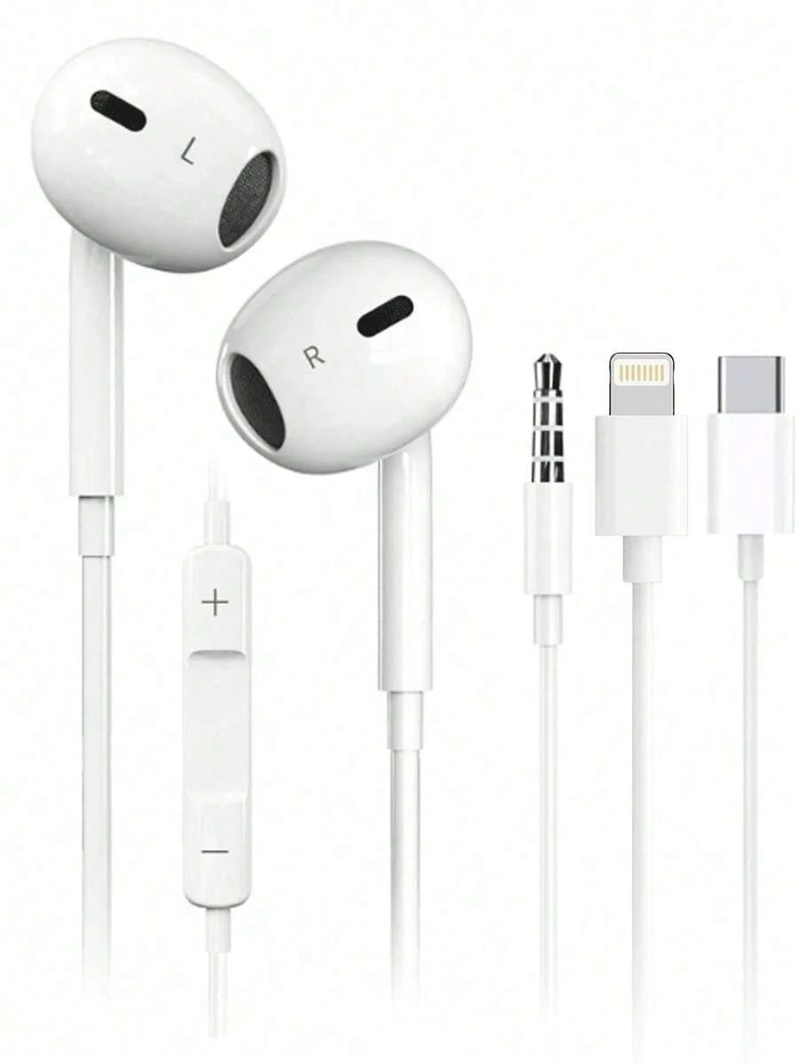In-Ear Earbuds Earphones Headphones Compatible With Iphone Pro/14/13/12/11/X/8/7/6plus/12pro Max/ Wired Earbuds,Lightning Connector Wired Headphones,3.5mm Jack Wired Earphones - Compatible With Mobile Phones, Computers, Laptops,Most 3.5mm Jack Devices,Type-C In-Ear Headphones | Noise Isolation, Stereo Sound, Volume Control, Compatible With IPhone 15/16plus/17ari/16pro Max, And Most USB-C Devices, Gaming Headset For Mobile And PC