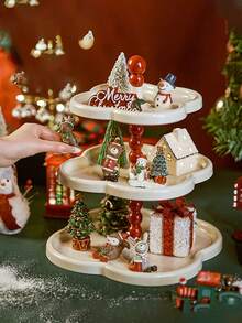 Christmas Decoration Display Rack, Christmas Party Kitchen Countertop Display Rack For Christmas Gifts, Cake Stand, Dessert Plate, Snack Tray, Christmas Supplies, Christmas, Wedding, Party, Gift, Birthday Party Supplies