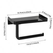 1pc Toilet Paper Holder With Phone Stand - Wall Mounted Self-Adhesive Tissue Roll Rack, Suitable For Bathroom - No Drilling Required, Thickened Design Bathroom Accessories Bathroom Tools