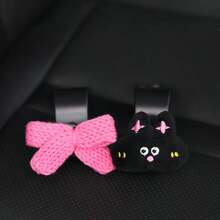 2pcs - Cute Rabbit + Bow Seat Hook, Hidden Rear Seat Storage Hook, Adorable Fresh Design, Multifunctional Car Accessories For Organizing Bags, Water Bottles, Etc., Durable Car Seat Hook