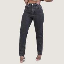 Women's High-Waisted Mom Jeans, Graphite Gray Premium - Graphite Gray - View 7