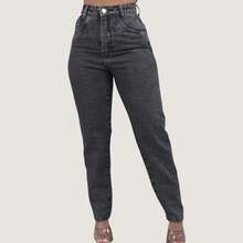 Women's High-Waisted Mom Jeans, Graphite Gray Premium - Graphite Gray - View 8