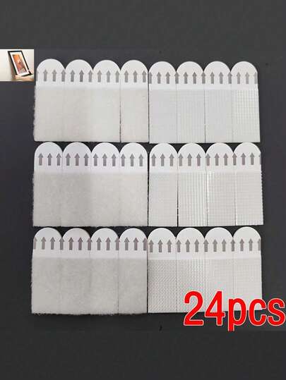 12 pares (24 peças) de tiras para pendurar quadros sem perfuração - ganchos de parede removíveis de dupla face, adequados para molduras e obras de arte, adesivo que não deixa vestígios, fita de montagem resistente à água, conjunto para pendurar quadros de alta resistência, tiras para pendurar quadros sem perfuração, fita adesiva dupla face para montagem em parede, adequada para molduras - sem danos, resistente à água, fácil de instalar e remover, perfeita para decoração de casa.