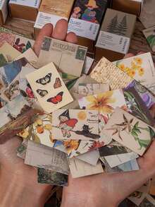 100pcs/Pack Vintage Forest Animal & Insect Mini Memo Notes, Double-Sided Decorative Paper, Scrapbooking Supplies, School Stationery, Retro English Phrases, Floral, Butterfly, Journaling, DIY Background Material - Multicolor - View 8