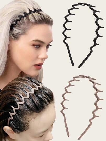 2pcs Wavy Toothed Headbands, Simple Non-Slip Design, Suitable For Men & Women Hair Care, Hair Band, Hair Hoop, Hair Accessories ,Hairband For Women Head Accessories