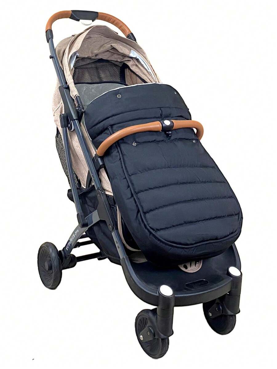 1pc Universal Stroller Foot Cover, Baby Sleeping Bag, Windproof Waterproof Fleece Lining, Suitable For Autumn/Winter Baby Travel - Black B - View 1