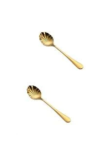 1/2/5/10pcs Gold/Silver Stainless Steel Shell Shaped Spoons, Coffee Spoons, Dessert Spoons, Sugar Spoons, Ice Cream And Cheese Spoons,School Supplies