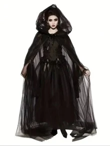 1pc White Black Bride Shawl Witch Vampire Cosplay Yarn Cloak Halloween Double Cloak Game Horror Party Costume Props Carnival Costume