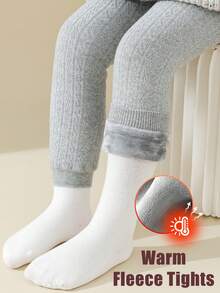 1 Pair Kids's Capri-Length Tights, Girls Tights Winter Style, Thickened & Warm, Suitable For Outer Wear & Daily Outfits Baby Toddler Leggings