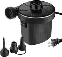 VASA NAMA Bomba De Aire Eléctrica Portátil, 150W Bomba Iador Electrico con 3 Boquillas de cojín de Aire, Desiadora para Camping al Aire Libre Colchón Hinchable, Sofá, Juguetes Hinchable - negro - Ver 1