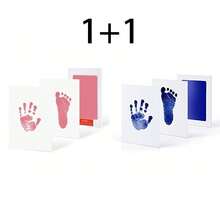 0-6 Months Newborn Baby Non-Contact Ink Pad Baby Growth Handprint Footprint Inkpad, 1 Set Includes 1 No-Wash Ink Pad + 2 Sheets - Multicolor - View 17