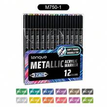12/24/48 Metallic Marker Set, Dual-Tip Acrylic Markers For Black Paper, Scrapbooks, Photo Albums, Rock Painting, DIY Arts And Crafts, Card Making, Scrapbooking Supplies