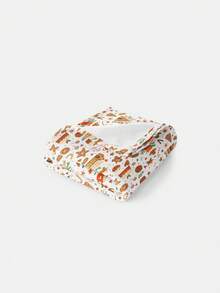 1pc Christmas Flannel Blanket With Gingerbread Man, Gingerbread House, Candy Cane, And Stocking Print, Soft And Warm Throw Blanket, Perfect Gift For Family And Friends, Suitable For Christmas Decor, Bedroom, Living Room, Office, Camping - White - View 6