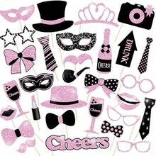 30 pièces Confettis noir et or, accessoires pour photobooth pour fête d'anniversaire et du Nouvel An, décorations amusantes noir et or pour ambiance de fête de mariage