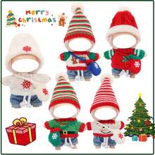 Christmas Knitted Hat, Sweater, Jeans Set, Paired With Gloves And Crossbody Bag. For Labubu, Christmas Holiday Outfit, Holiday Birthday Gift (Excluding Plush Doll)