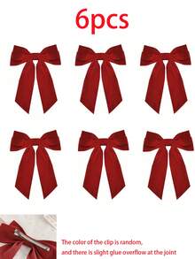 6pcs Red Bow - Christmas Wreath Bow,With Clip- Great For Large Gifts - Indoor/Outdoor Use - Waterproof Velvet - Attachment Tie Included For Holiday Arrangement Wreath DIY Garland Holiday Decor Winter Greenery,Winter Holiday Xmas Wreath Garland Home Garden Party Decoration,Christmas Tree Decorations,Xmas Decorations,Christmas Tree Decoration,Christmas Table Decorations (Red) - Red - View 13