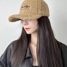 1pc Unisex Faux Fur Baseball Cap, Fashionable Warm Thick Plush Snapback Hat For Autumn/Winter
