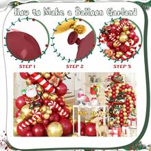 125pcs Christmas-Themed Balloon Garland Arch Set ,Includes Gingerbread Man, Santa Claus, And Candy Cane Foil Balloons, As Well As Retro Red And Gold Latex Balloons. Perfect For Christmas, Christmas Eve Parties, New Year's Parties, Baby Showers, Birthday Parties, Family Gatherings, And Christmas Decorations. - Multicolor - View 4