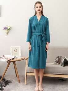 Peignoir de bain épais en coton gaufré pour femmes, peignoir serviette doux et absorbant, en tissu sherpa/fausse laine moelleuse, peignoirs pour femmes, peignoir de spa, peignoir de nuit anti-peluche, maison et étudiant