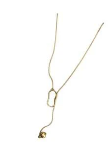 1 pezzo Collana alla moda con pendente asimmetrico geometrico dorato e perline rotonde (forma del pendente casuale)