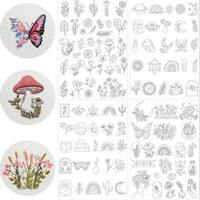 [100pcs Embroidery Stabilizer] 100pcs Water Soluble Embroidery Stabilizer Set | Pre-Printed Butterfly Mushroom Flower Pattern | Suitable For DIY Sewing And Knitting Enthusiasts - Multicolor - View 8