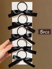 5 件女士黑色蝴蝶结发带 - 可爱时尚的日常发饰，完美的礼物之选，柔软面料材质，牢固固定发夹，可爱发饰，日常发带，蝴蝶结装饰假发，织物蝴蝶结 - 彩色 - 查看 3