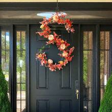 180cm Orange Silk Cloth Money Grass & Gypsophila Vine, 1pc, Autumn Thanksgiving Halloween Home Decor, Suitable For Party & Wedding