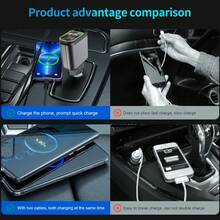 66W Car Charger With Starry Sky Projector Lamp, Retractable Cable Fast Charge Metal Car Charger, 4-In-1 USB PD Car Accessories - Grey - View 8