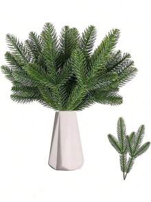 24 pièces de plantes artificielles à aiguilles de pin, branches artificielles de pin à aiguilles de Noël, couronnes de plantes vertes à aiguilles de pin, aiguilles de pin vertes artificielles, très adaptées pour les accessoires DIY, utilisées pour les couronnes de Noël et la décoration de la maison et du jardin, Noël, Nouvel An, décoration de la maison quotidienne et autres activités extérieures