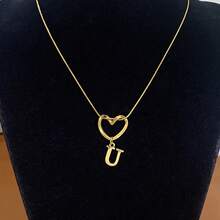 1 Piece Of Fashionable And Simple Stainless Steel Hollowed-Out Heart A-Z,26 English Letter Pendant Titanium Steel Necklace, Female Surname Collarbone Chain, A Niche And Light Luxury Gift For Best Friends, Family And Loved Ones On Festivals! Suitable For Daily Casual Wear Of Necklace Jewelry