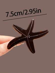 1pc Women's 7.5cm/2.95in Brown, White, Red, Tortoiseshell Ombre Acetate Starfish Hair Clip, Fashion Versatile High-End Elegant Simple Solid Color Edge Hair Accessory Suitable For Daily Casual, Party, Commute, Beach, Vacation, Ponytail, Bun, Face Washing, Makeup, Outfit Matching, Claw Clips, Hair Claws, Hair Slide, Hair Barrettes