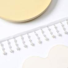 1 码 11/4.5 厘米宽珍珠流苏饰珠吊坠流苏长水滴珍珠蕾丝缝纫用品连衣裙服装配件窗帘流苏 DIY 装饰