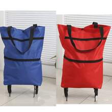Foldable Wheeled Grocery Cart, Portable Waterproof Shopping Tote Bag