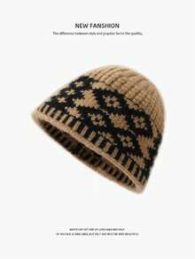 1 buah Topi Rajut Vintage, Topi Pelindung Telinga Wanita Musim Gugur/Dingin, Desain Serbaguna yang Membuat Wajah Lebih Ramping, Topi Ember Rajut Blok Warna - MultiWarna - View 11